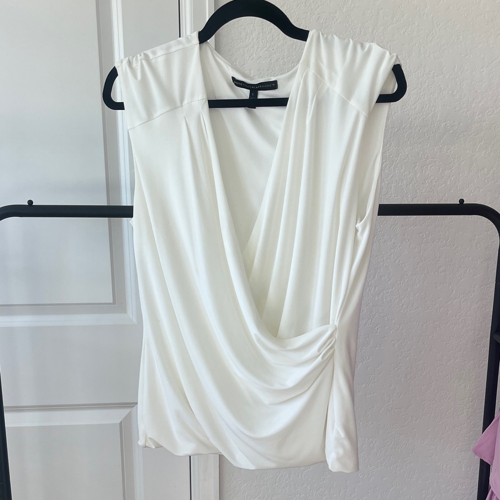 White House Black Market Ivory Drape Blouse